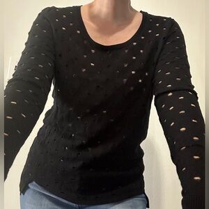 Rock & Republic Black Mesh Knit Sweater